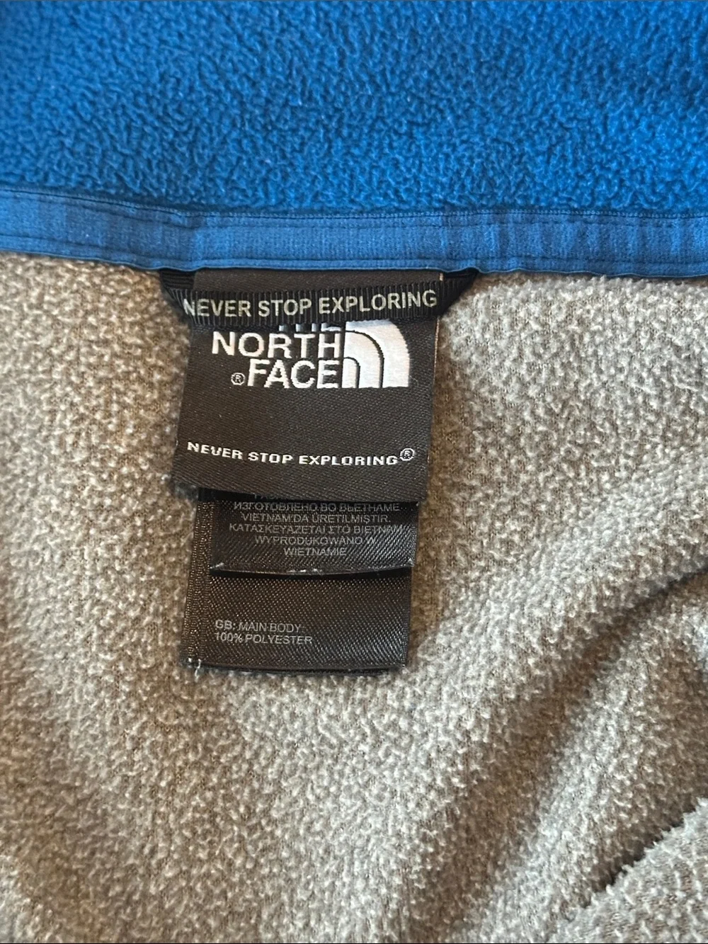 The North Face Grey Fleece Quarter-Zip with Blue Trim